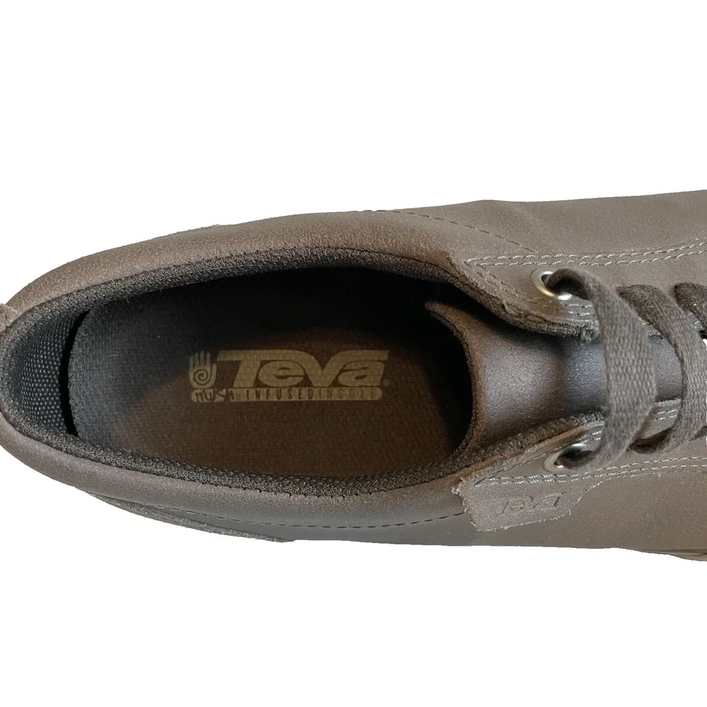 Teva Mens Cap Toe Brown Leather Laced‎ Casual Sneakers, Size 10